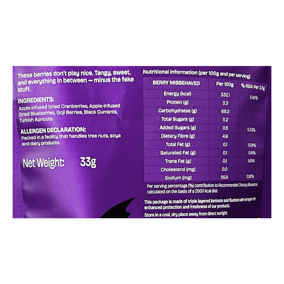 Must Be Nuts nutrition information graphic