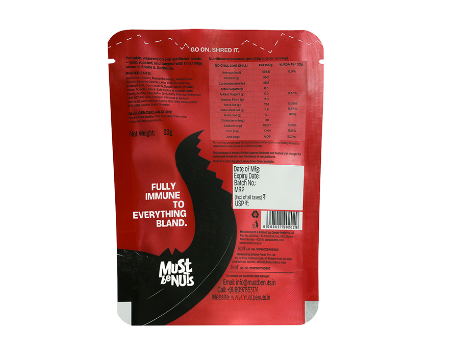 No Chill Lime Chilli snack pack back